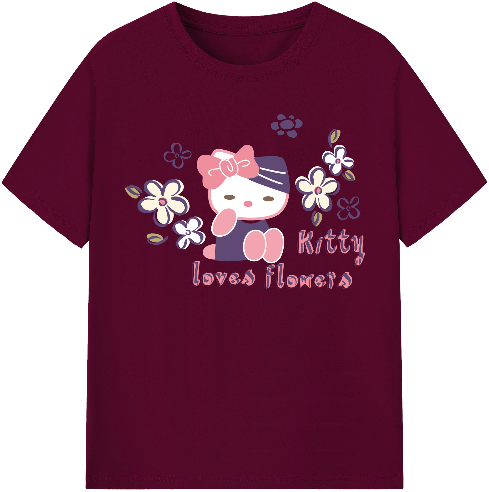 （画像用） Hello Kitty ハローキティ レディースカジュアルプリントTシャツ（綿100％）